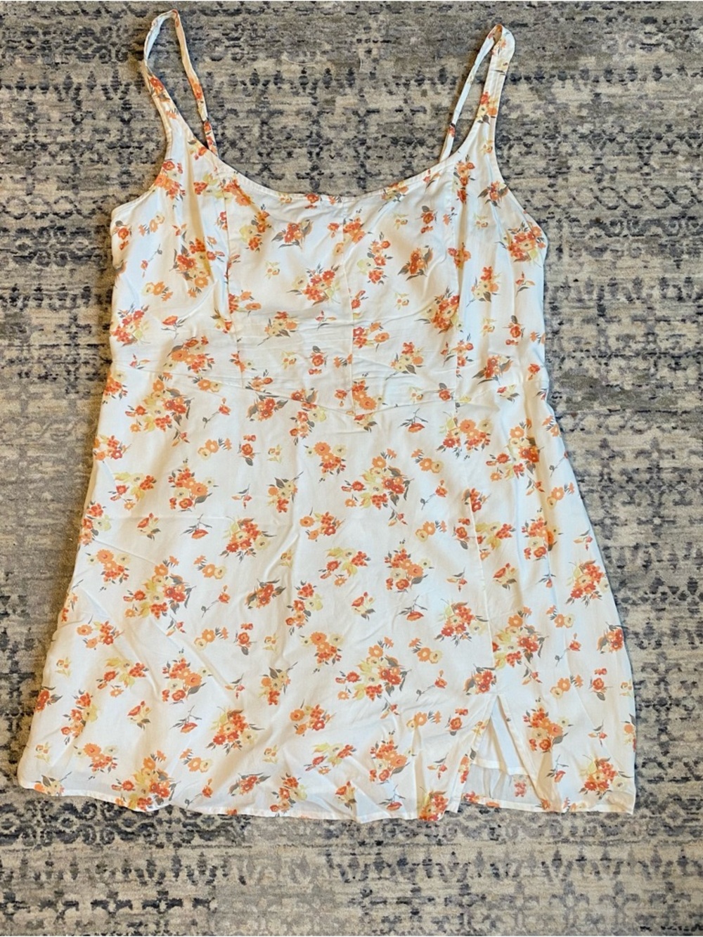 Abercrombie & Fitch White Slip Dress with Orange Floral Trim